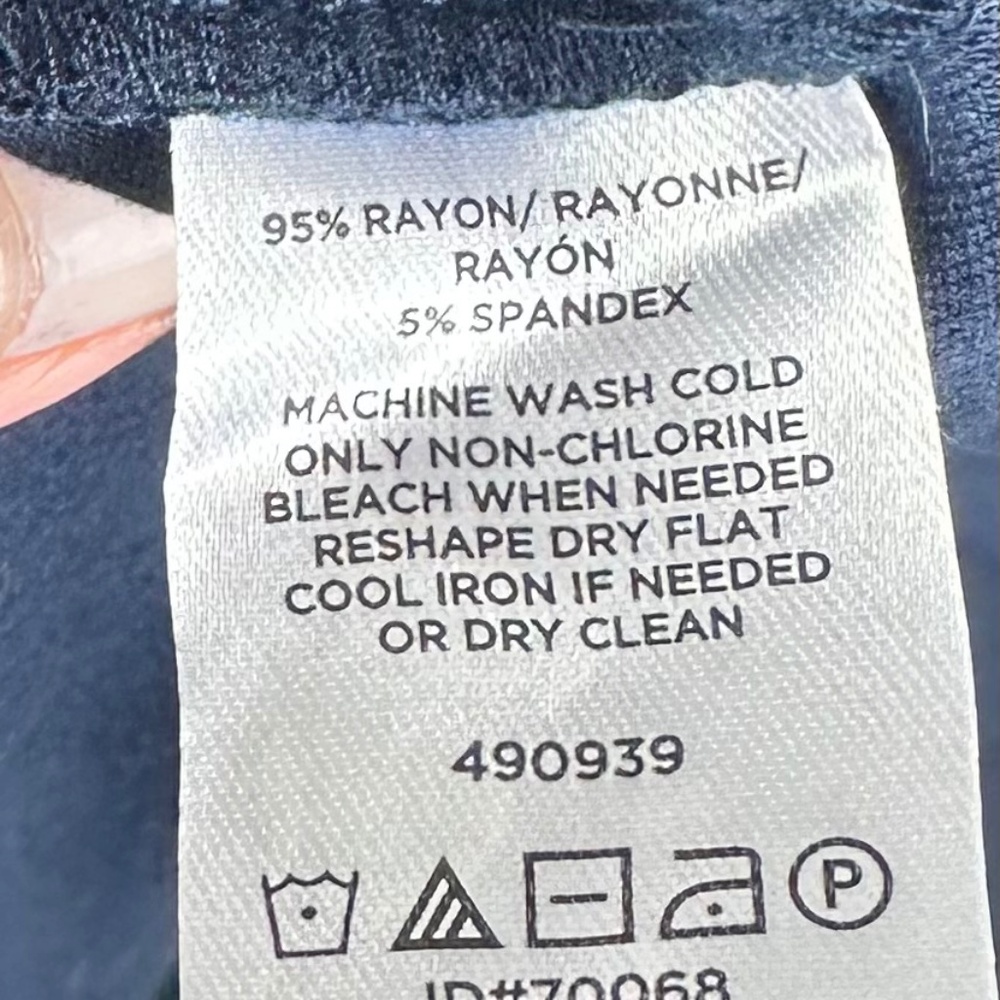 New LOFT Ann Taylor Sz Large 12 14 Dress Navy Blue Tie Front Nautical Coastal - Picture 4 of 4